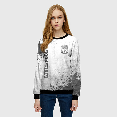 Женский свитшот Liverpool - white gradient вертикально / 3D-Черный – фото 3