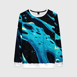 Женский свитшот Синие волны краски на черном