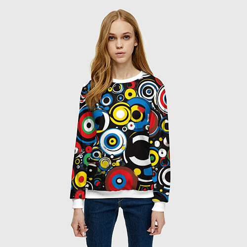 Женский свитшот Абстракция геометрическая / 3D-Белый – фото 3