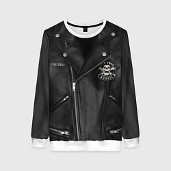 Свитшот женский Косуха байкерская с нашивками, цвет: 3D-белый