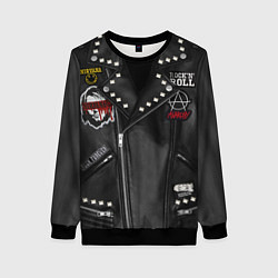 Свитшот женский Косуха рокерская с нашивками Nirvana, цвет: 3D-черный