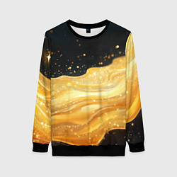 Свитшот женский Золотистая материя на черном фоне, цвет: 3D-черный