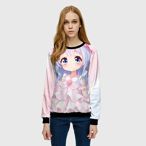 Женский свитшот Аниме в стиле каваи / 3D-Черный – фото 3