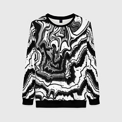 Женский свитшот Закрученные волны - чб абстракция