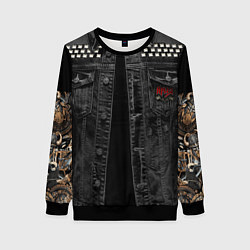Свитшот женский Джинсовка Ария с татуировками викингов, цвет: 3D-черный