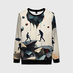 Свитшот женский Сюрреалистичные люди и камни, цвет: 3D-черный