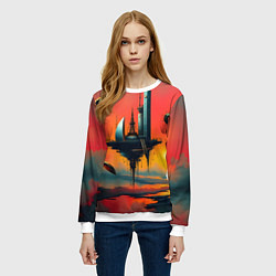 Свитшот женский Абстракция в стиле сюрреализма, цвет: 3D-белый — фото 2