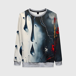 Свитшот женский Сюрреалистичная абстракция с каплями, цвет: 3D-меланж