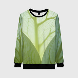 Свитшот женский Макро съемка листа, цвет: 3D-черный