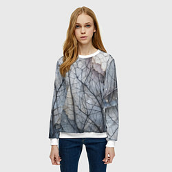 Свитшот женский Прожилки листьев, цвет: 3D-белый — фото 2