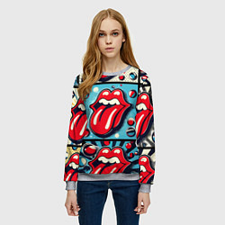 Свитшот женский Rolling Stones logo - pop art, цвет: 3D-меланж — фото 2