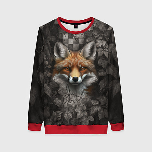 Женский свитшот Внимательный лис / 3D-Красный – фото 1