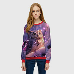 Свитшот женский Большая мудрая сова, цвет: 3D-красный — фото 2
