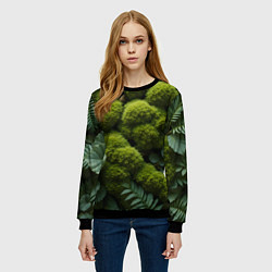 Свитшот женский Зеленый мох и листья, цвет: 3D-черный — фото 2