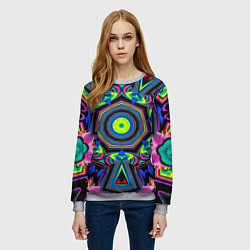 Свитшот женский Оптический узор неоновые краски, цвет: 3D-меланж — фото 2