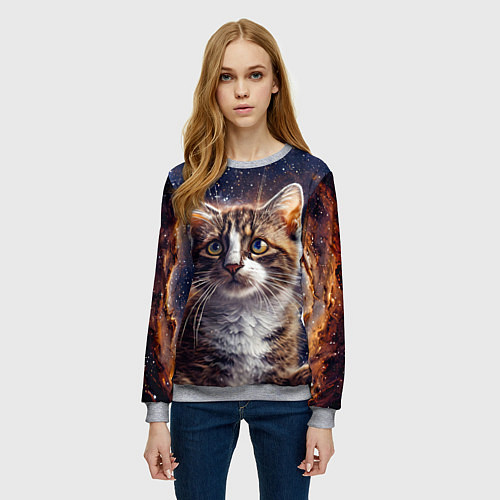 Женский свитшот Сноу-шу в космосе / 3D-Меланж – фото 3