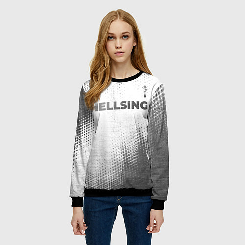 Женский свитшот Hellsing - white gradient посередине / 3D-Черный – фото 3