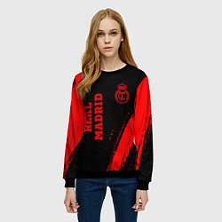 Свитшот женский Real Madrid - red gradient вертикально, цвет: 3D-черный — фото 2