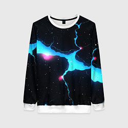 Женский свитшот Голубой разлом в черной текстуре