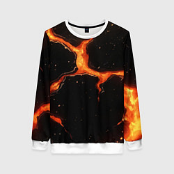 Женский свитшот Оранжевый разлом на черной текстуре