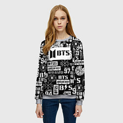 Свитшот женский Bangtan Boys pattern black, цвет: 3D-меланж — фото 2