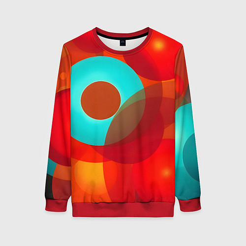 Женский свитшот Оптическая абстракция с кругами / 3D-Красный – фото 1