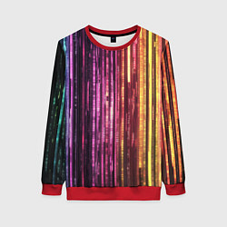 Свитшот женский Неоновый и переливающийся киберпанк узор, цвет: 3D-красный
