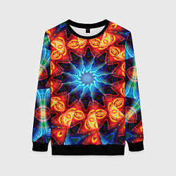 Свитшот женский Фрактальная узорная абстракция, цвет: 3D-черный