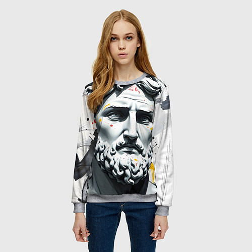 Женский свитшот Античный портрет и краска / 3D-Меланж – фото 3