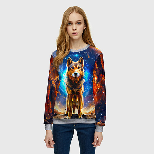 Женский свитшот Волкодав в космосе / 3D-Меланж – фото 3