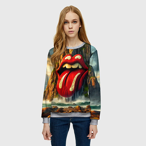 Женский свитшот Rolling Stones - sea rocks / 3D-Меланж – фото 3