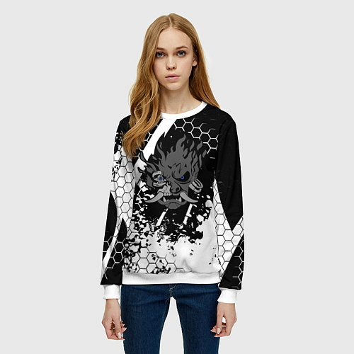Женский свитшот Samurai соты краски / 3D-Белый – фото 3