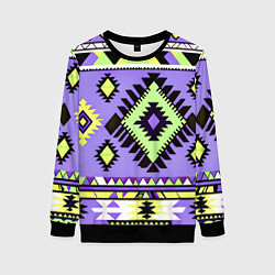 Женский свитшот Геометрический сиренево желтый орнамент ацтеков