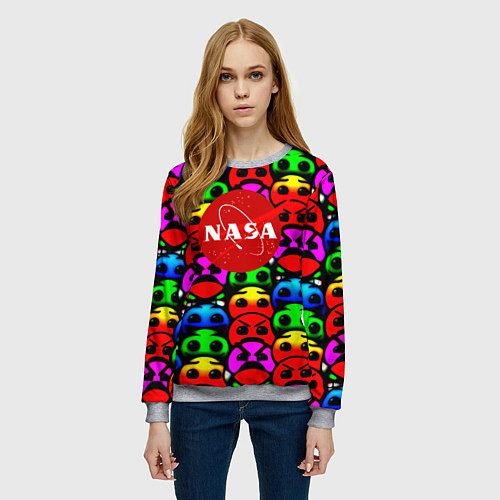 Женский свитшот NASA smile / 3D-Меланж – фото 3