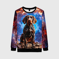 Свитшот женский Дратхаар в космосе, цвет: 3D-черный