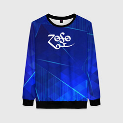 Свитшот женский Led Zeppelin blue poly, цвет: 3D-черный