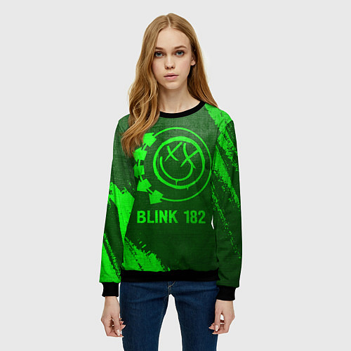 Женский свитшот Blink 182 - green gradient / 3D-Черный – фото 3