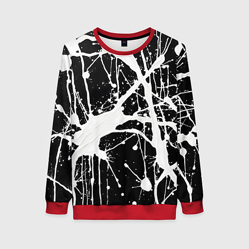 Женский свитшот Брызги белой краски / 3D-Красный – фото 1
