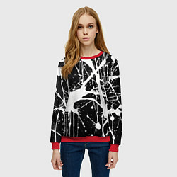 Свитшот женский Брызги белой краски, цвет: 3D-красный — фото 2
