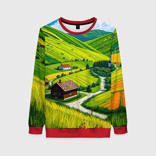 Женский свитшот Русская душа и поле / 3D-Красный – фото 1