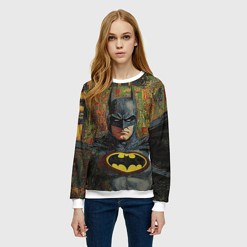 Женский свитшот Текстурный Бэтмен / 3D-Белый – фото 3
