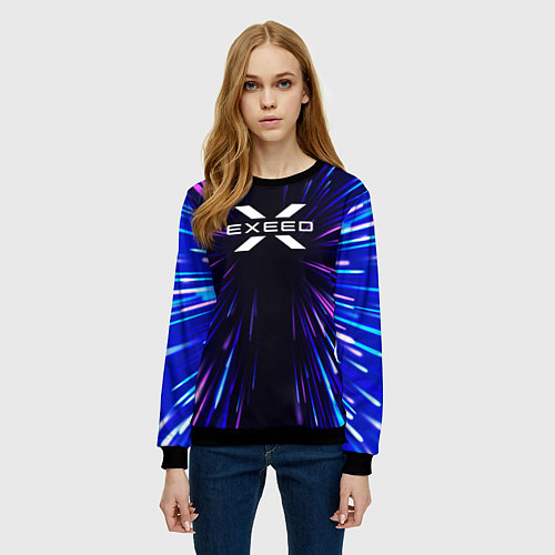 Женский свитшот Exeed neon energy / 3D-Черный – фото 3