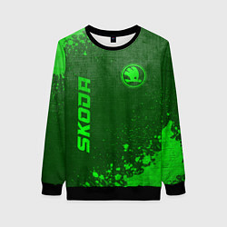 Свитшот женский Skoda - green gradient вертикально, цвет: 3D-черный