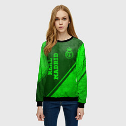 Свитшот женский Real Madrid - green gradient вертикально, цвет: 3D-черный — фото 2