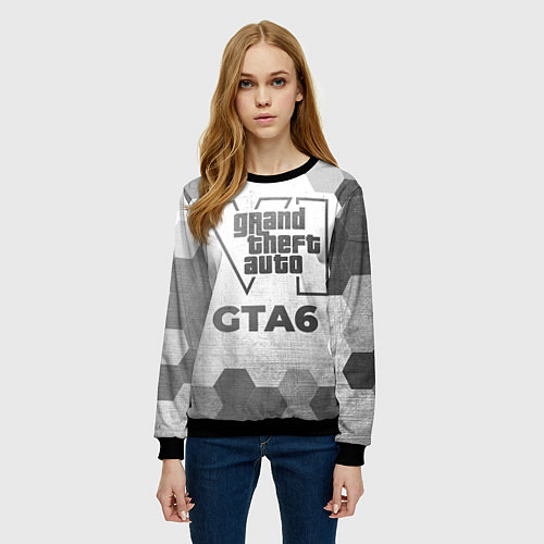 Женский свитшот GTA6 - white gradient / 3D-Черный – фото 3