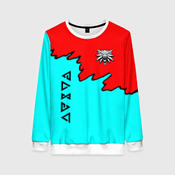 Свитшот женский Ведьмак краски логотип, цвет: 3D-белый