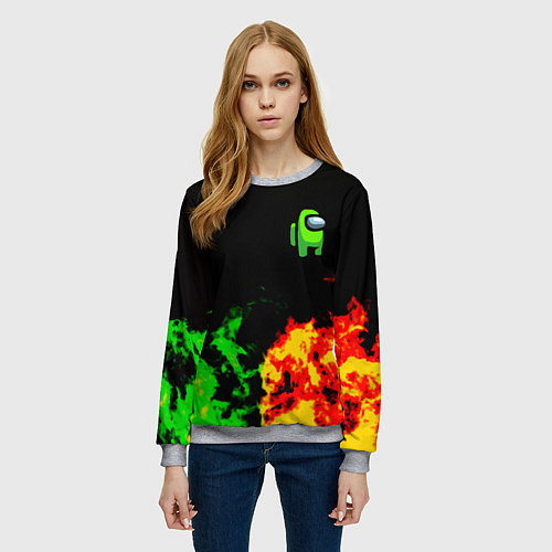 Женский свитшот Амонг ас огненная текстура / 3D-Меланж – фото 3