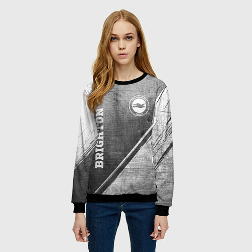 Женский свитшот Brighton - grey gradient вертикально / 3D-Черный – фото 3