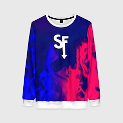 Свитшот женский Sally face neon flame, цвет: 3D-белый