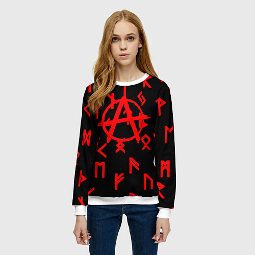 Женский свитшот Анархия символы / 3D-Белый – фото 3